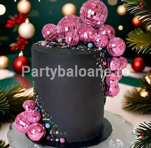 SET 24 TOPPERE 3D PENTRU TORT DISCO ROZ TOP 139