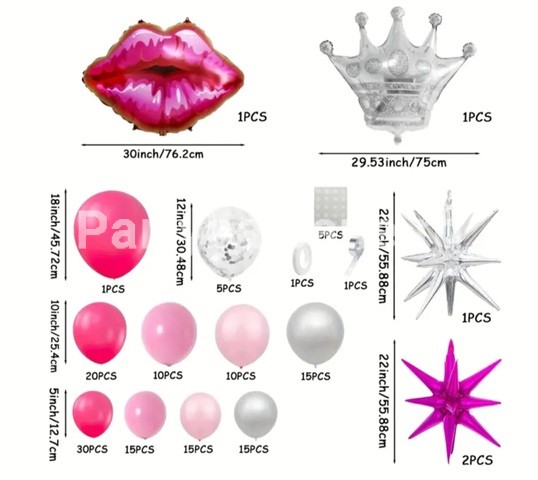 SET GHIRLANDA BALOANE , NUANTE ROZ,CORAI,ARGINTIU CHROME SI BALOANE FOLIE COD 562 2 SET GHIRLANDA BALOANE , NUANTE ROZ,CORAI,ARGINTIU CHROME SI BALOANE FOLIE COD 562 - imagine 2