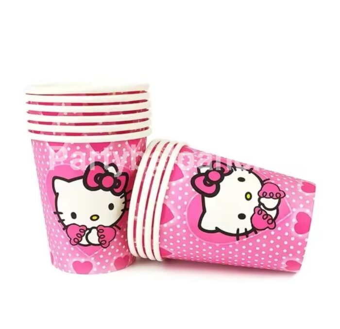 Set 10 pahare din carton cu Hello Kitty - 250 ML
