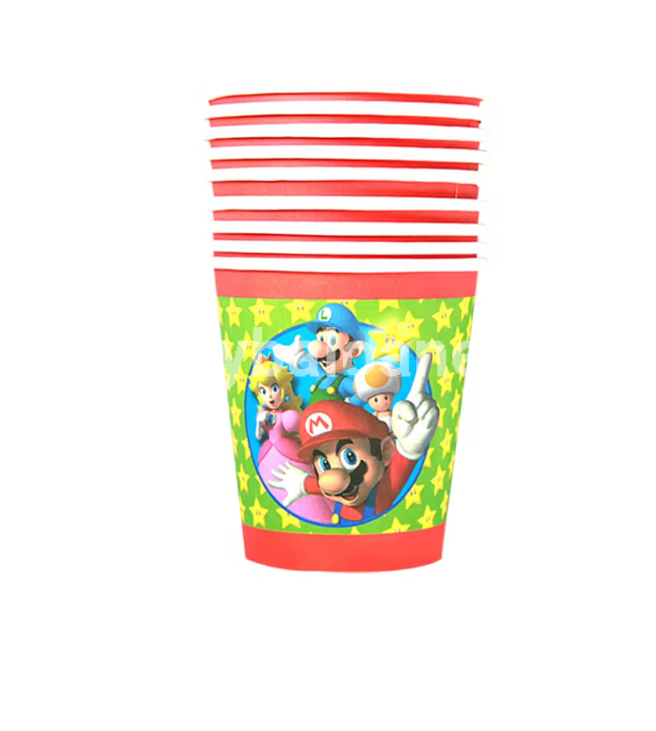 Set 10 pahare din carton cu Mario - 250 ML
