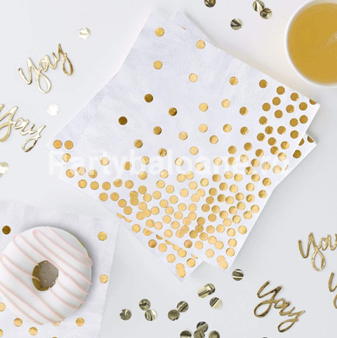 Set 20 de Servetele de Masa, Imprimeu cu Buline Aurii