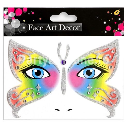 Sticker Temporar pentru Fata, pentru Machiaj, Face Art, Halloween, Teatru, Model Fluture