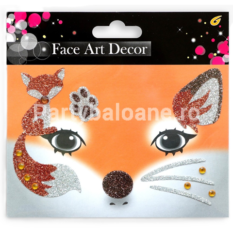 Sticker Temporar pentru Fata, pentru Machiaj, Face Art, Halloween, Teatru, Model Vulpe