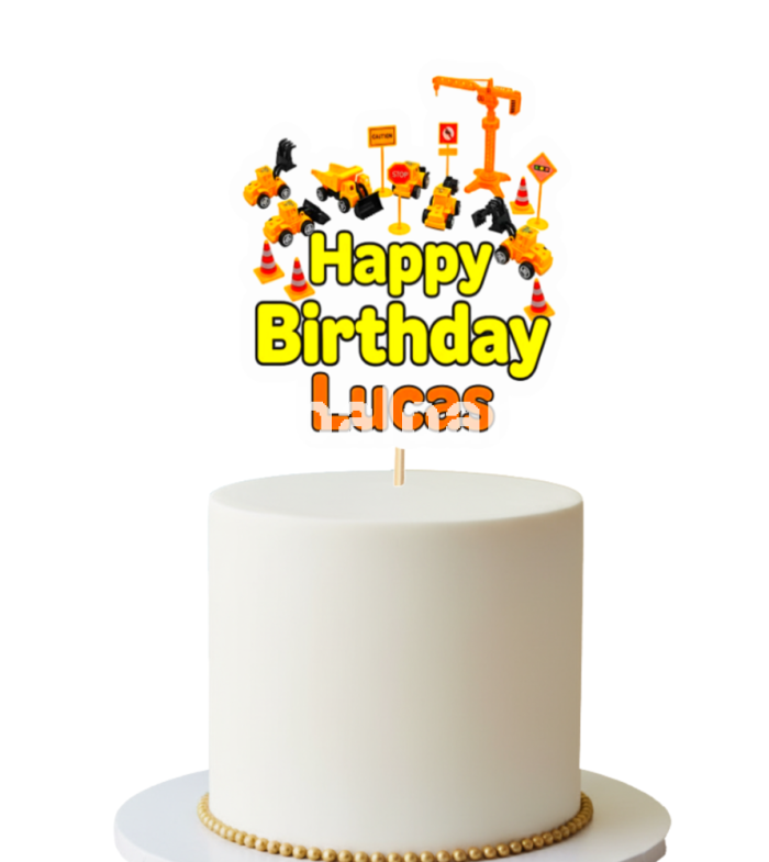 TOPPER PENTRU TORT , CU UTILAJE , MASINI - PERSONALIZAT COD TP1