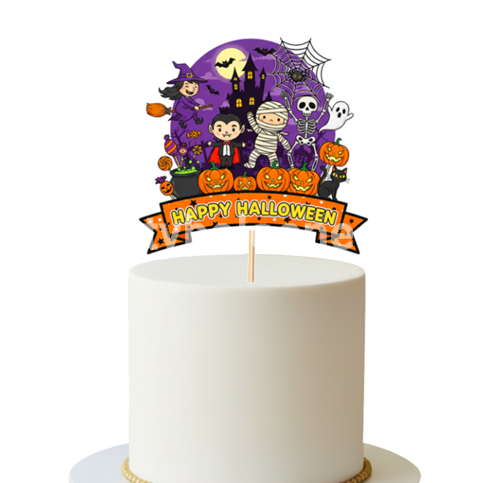 TOPPER PENTRU TORT HAPPY BIRTHDAY - HAPPY HALLOWEEN