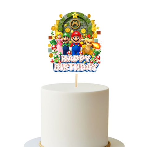TOPPER PENTRU TORT - HAPPY BIRTHDAY , SUPER MARIO , LUIGI