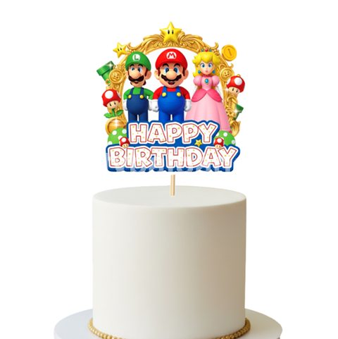 TOPPER PENTRU TORT - HAPPY BIRTHDAY , SUPER MARIO