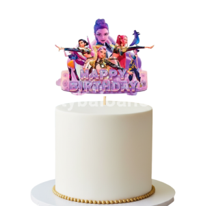 Topper Tort Kpop Demon Hunters &Amp; Saja Boys Topper Pentru Tort Din Carton Cu Tematica Kpop Demon Hunters Si Saja Boys Model 4, Dimensiune 14X12.7 Cm, Infipt Intr-Un Tort Aniversar.