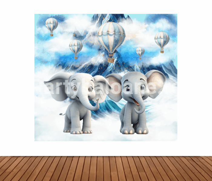 BACKGROUND TEXTIL PENTRU ARANJAMENT ARCADA CU ELEFANTI - COD 550B