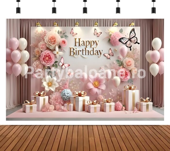 BACKGROUND TEXTIL PENTRU ARANJAMENT ARCADA - HAPPY BIRTHDAY COD 573B