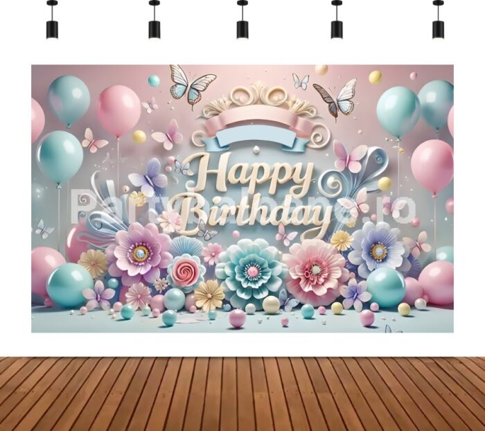 BACKGROUND TEXTIL PENTRU ARANJAMENT ARCADA - HAPPY BIRTHDAY COD 575B