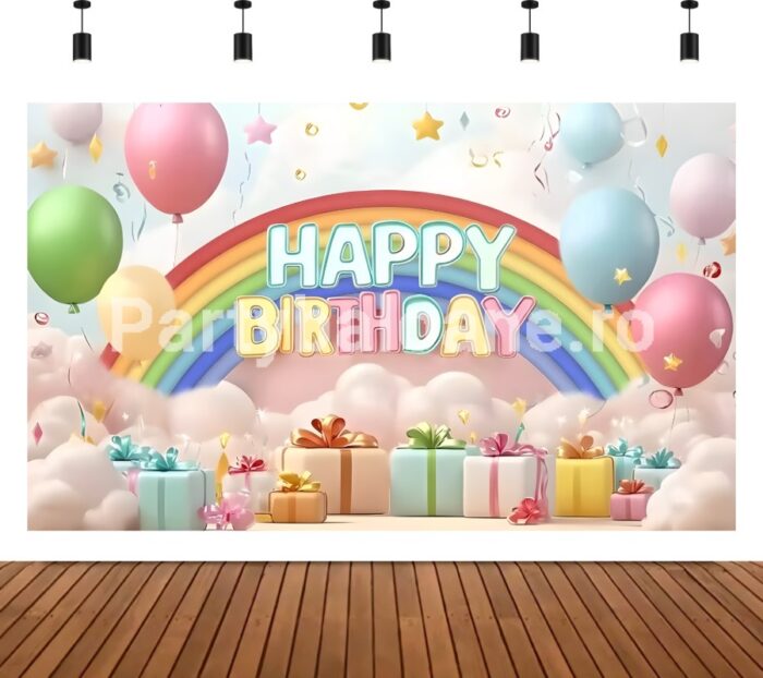 BACKGROUND TEXTIL PENTRU ARANJAMENT ARCADA - HAPPY BIRTHDAY , CURCUBEU COD 562B