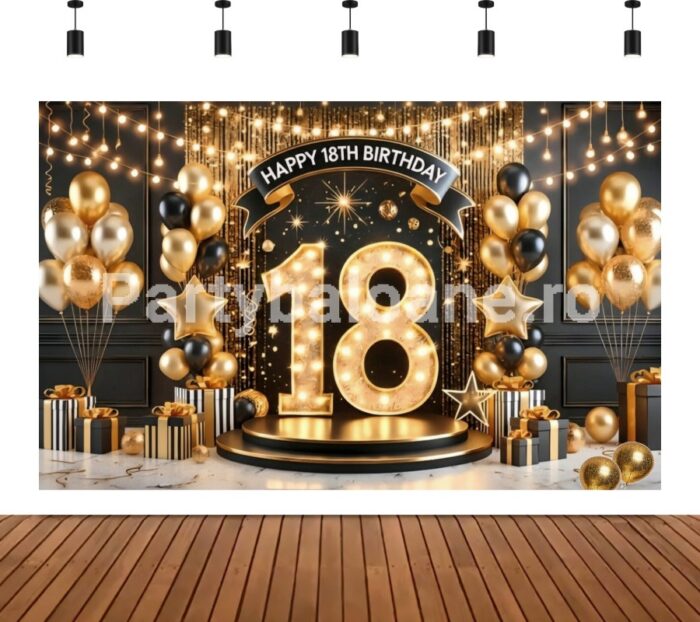BACKGROUND TEXTIL PENTRU ARANJAMENT ARCADA HAPPY BIRTHDAY MAJORAT COD 499B