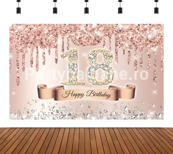 BACKGROUND TEXTIL PENTRU ARANJAMENT ARCADA HAPPY BIRTHDAY MAJORAT COD 557B
