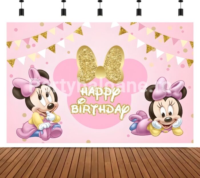 BACKGROUND TEXTIL PENTRU ARANJAMENT ARCADA - HAPPY BIRTHDAY, MINNIE COD 582B