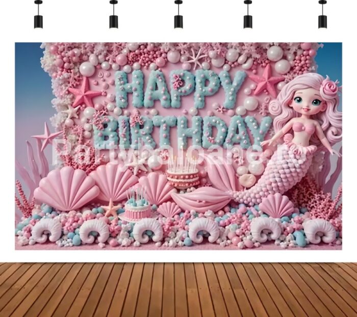 BACKGROUND TEXTIL PENTRU ARANJAMENT ARCADA - HAPPY BIRTHDAY SIRENA COD 577B