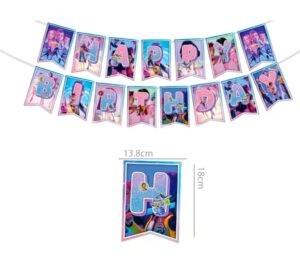 Banner Happy Birthday Kpop Demon Hunters – Decor Petrecere 2M Banner Ghirlandă Happy Birthday Cu Tematica Kpop Demon Hunters, Litere Mari Din Carton, Lungime 2 Metri Desfășurat.