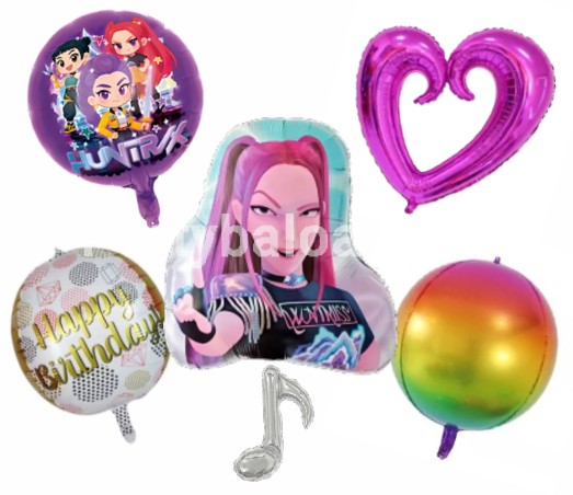 KPOP DEMON HUNTERS - SET 6 BALOANE FOLIE TEMATICA MUZICA ,  MODEL 1