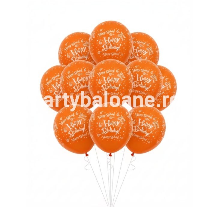 SET 10 BALOANE HAPPY BIRTHDAY - PORTOCALIU 30 CM