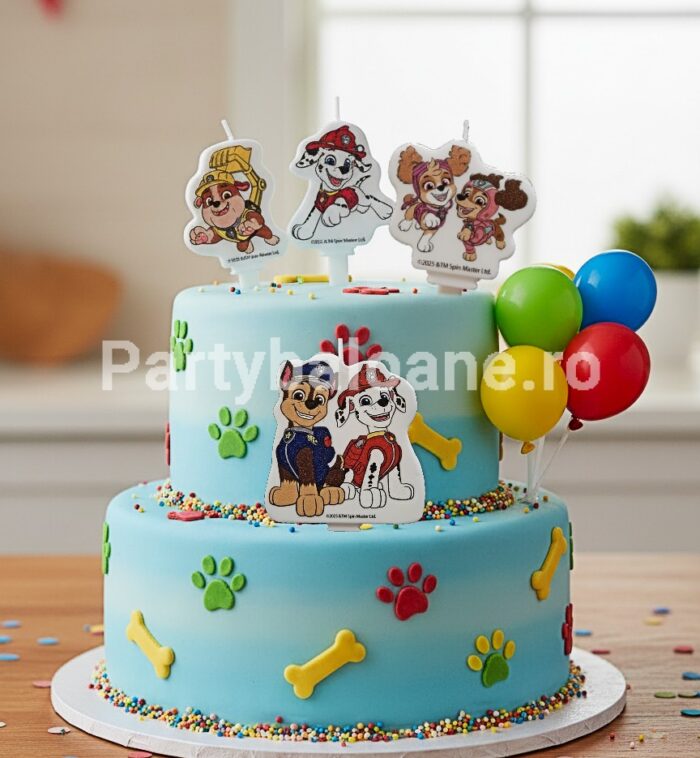 SET 4 LUMANARI TORT - TEMATICA PATRULA CATELUSILOR