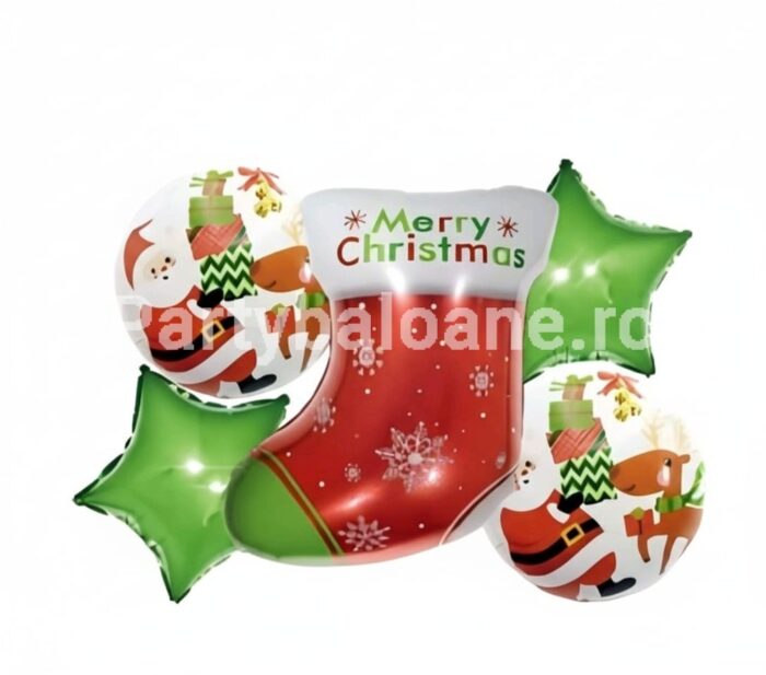 SET 5 BALOANE FOLIE MOS CRACIUN COD C24