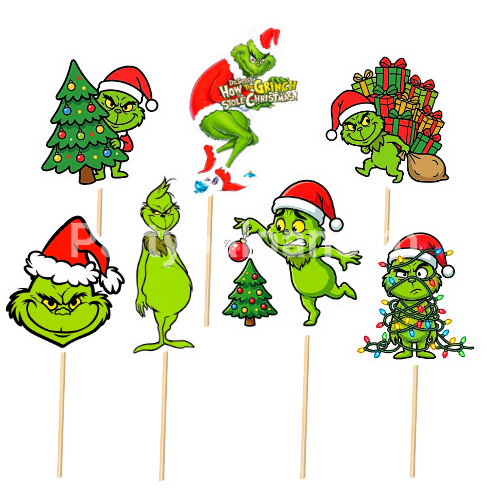 SET 7 TOPPERE PENTRU TORT TEMATICA CRACIUN - GRINCH