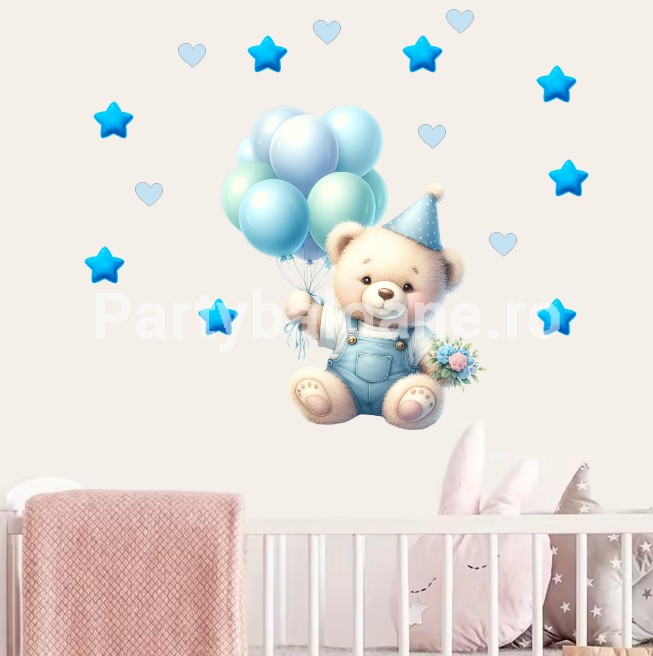 STICKER DECORATIV PENTRU PERETE - URS CU BALOANE COD 474B