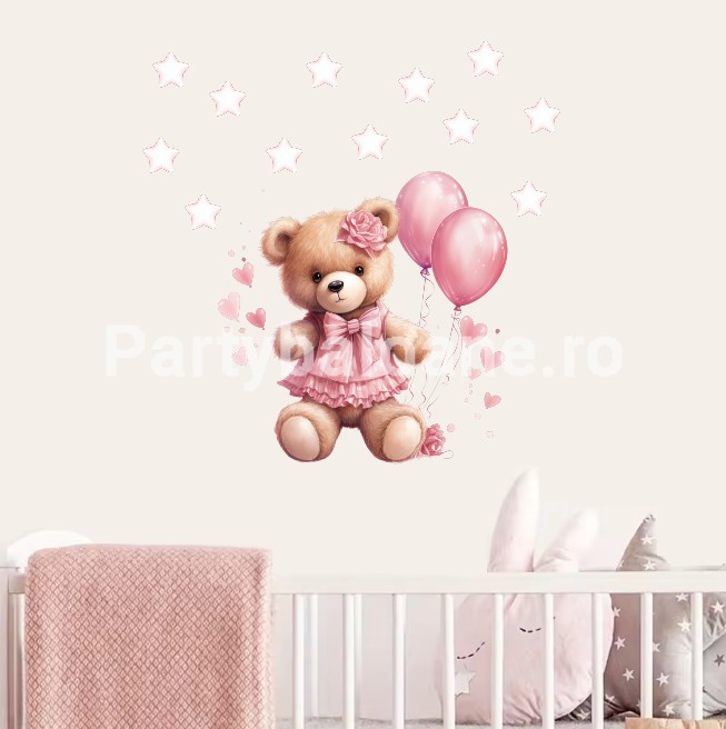 STICKER DECORATIV PENTRU PERETE - URS CU BALOANE COD 475B