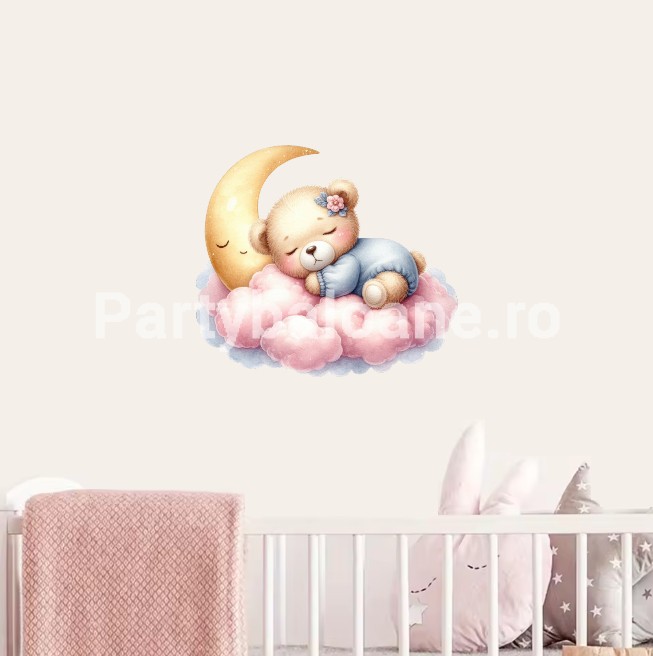 STICKER DECORATIV PENTRU PERETE - URS ROZ COD 477B