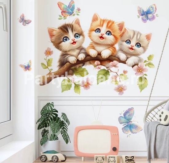 Sticker decorativ – PISICI SI FLUTURI (Cod 481B)