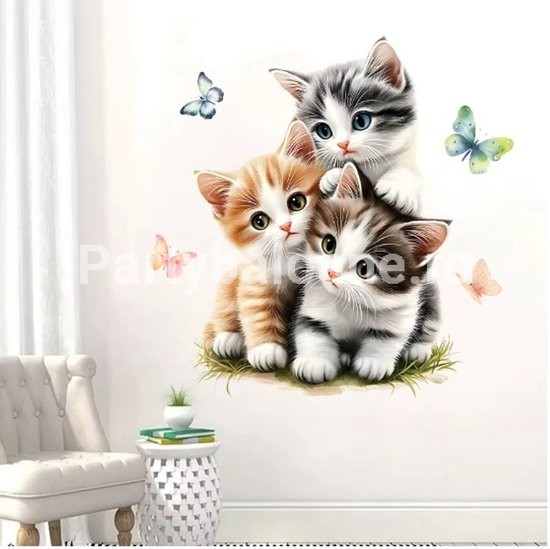 Sticker decorativ – PISICI SI FLUTURI (Cod 483B)