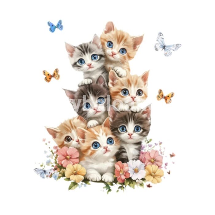 Sticker decorativ – PISICI SI FLUTURI (Cod 485B)