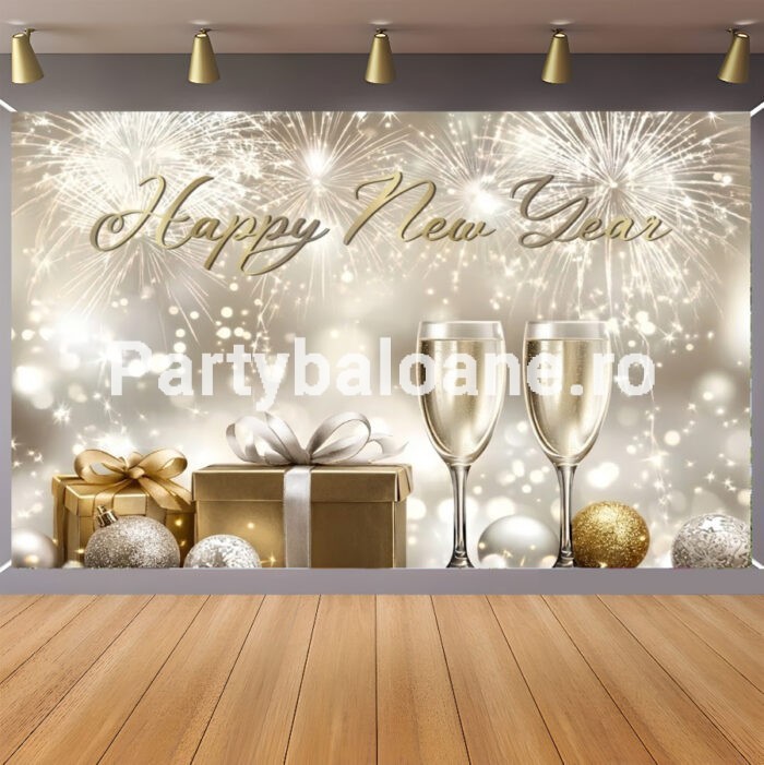 BACKGROUND TEXTIL HAPPY NEW YEAR PENTRU ARANJAMENT ARCADA - COD 604B
