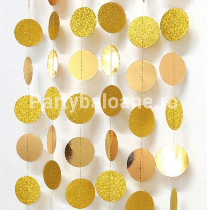 Banner cu Cerculete Tip Franjuri, 4 m, Rola de Ata Inclusa, Auriu