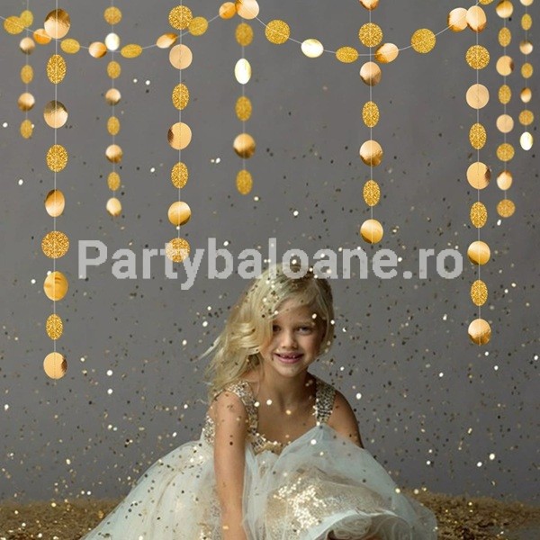 Banner Cu Cerculete Tip Franjuri, 4 M, Rola De Ata Inclusa, Auriu