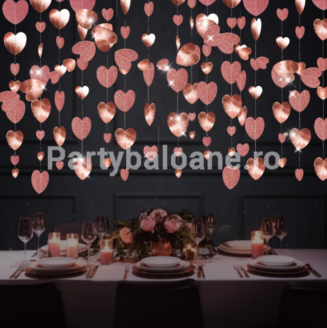 Banner cu Inimioare Rose Gold