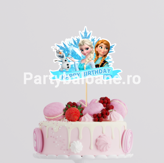 FROZEN - ANA SI ELSA TOPPER PENTRU TORT HAPPY BIRTHDAY