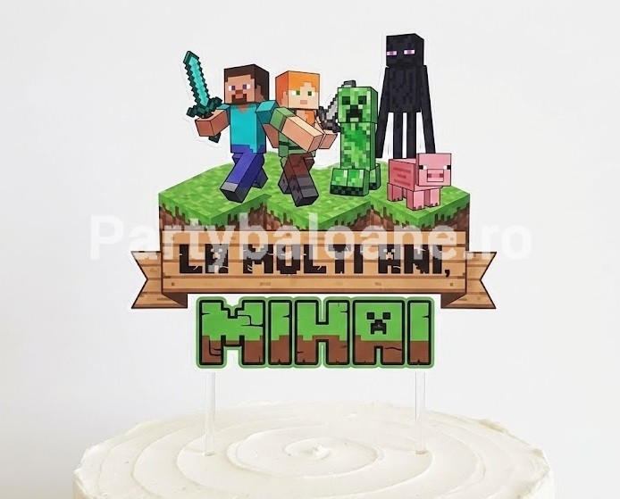 TOPPER MINECRAFT PERSONALIZAT CU NUME PENTRU TORT