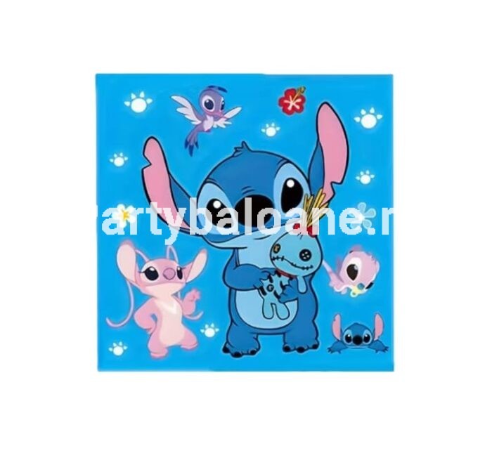 Set 20 Șervețele de Masă din Hârtie cu Stitch (Disney Lilo & Stitch) – Albastru, 33 x 33 cm