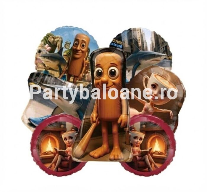 Set 7 Baloane Folie Tematică Tralalero Tralala – Balerina Capucina, Tung Tung și Personaje, Aniversare Copii