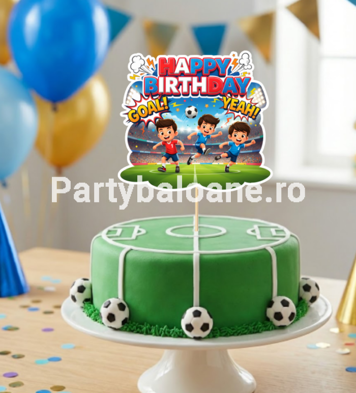 TOPPER FOTBAL GOAL HAPPY BIRTHDAY - PENTRU TORT