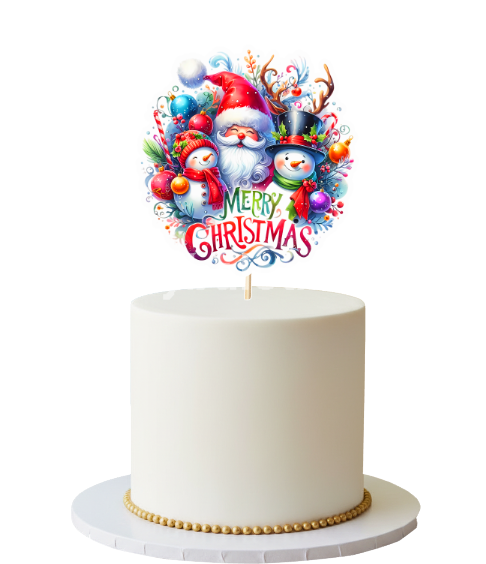 TOPPER PENTRU TORT CU MOS CRACIUN - MERRY CHRISTMAS MODEL 5