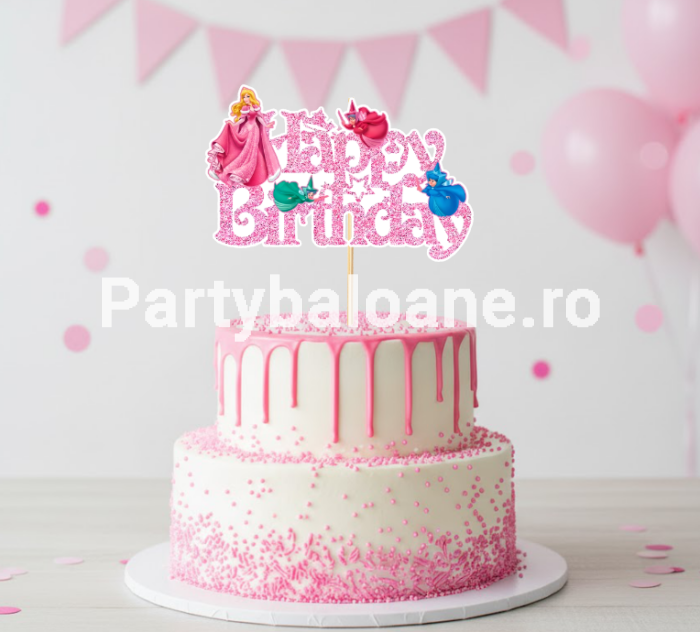 TOPPER TORT PRINTESA AURORA - HAPPY BIRTHDAY