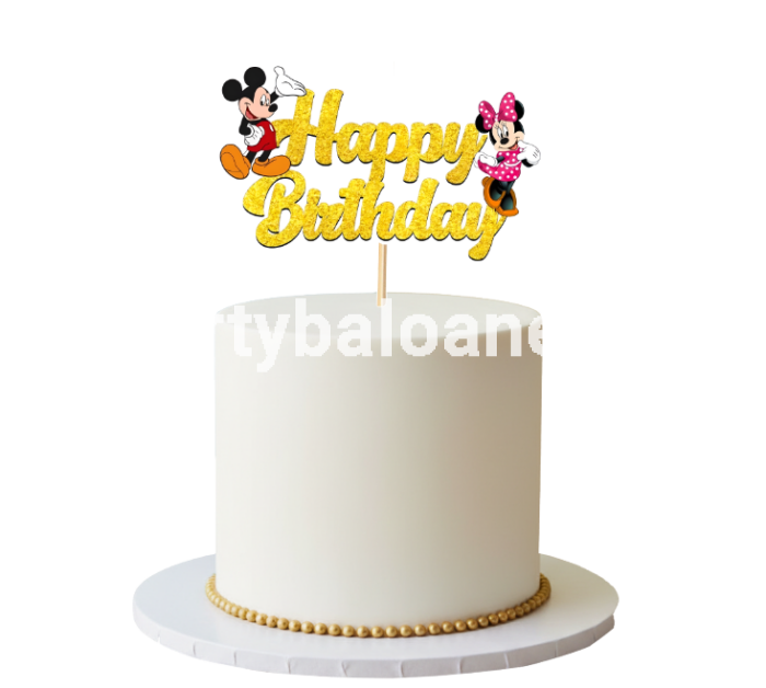 Topper Tort Mickey și Minnie Mouse Happy Birthday