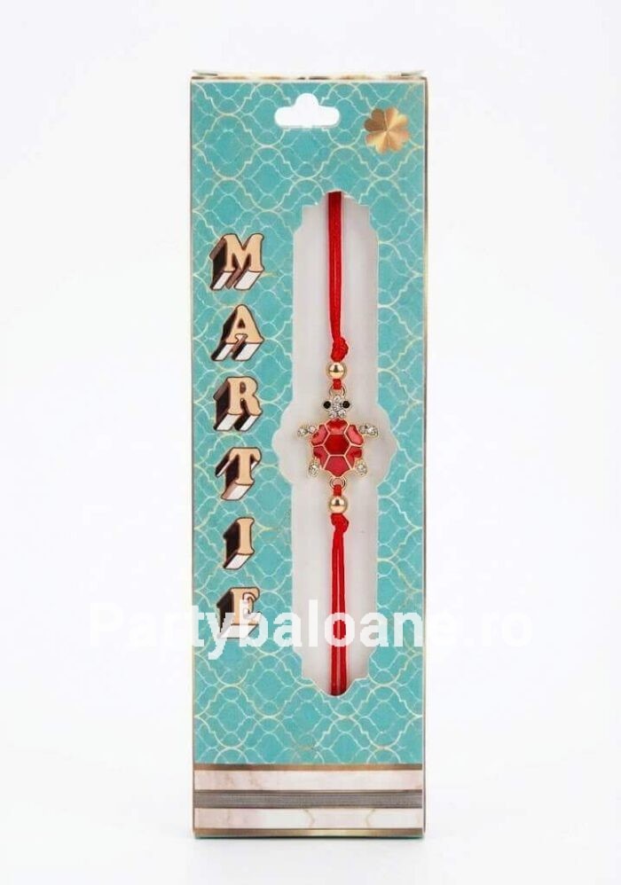 Brățară Mărțișor Elegantă Broasca Testoasa – Cadou Premium de 1 Martie cu Șnur Reglabil Bratara martisor eleganta cu pandantiv auriu cu cristale si snur rosu reglabil in ambalaj festiv MARTIE