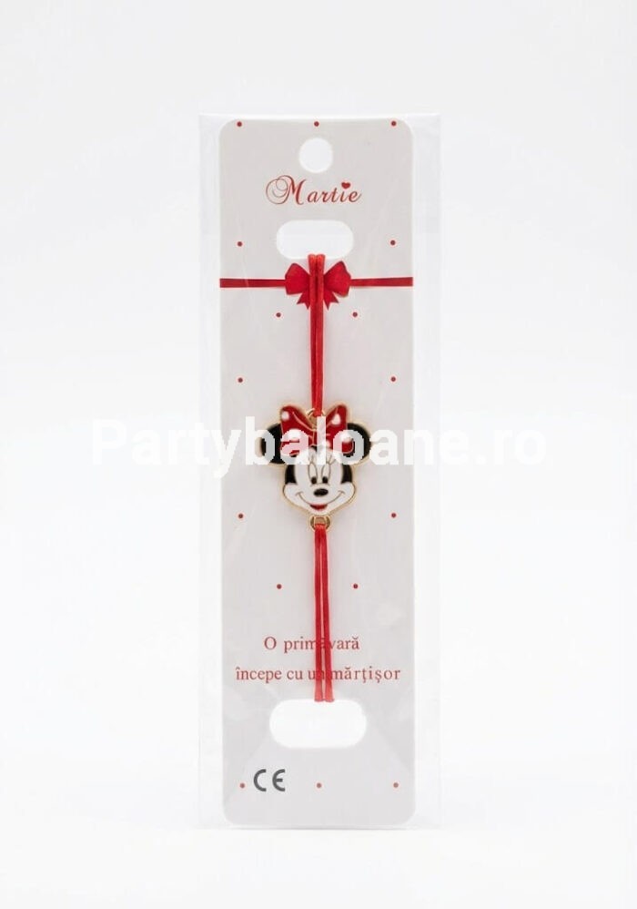 Brățară Mărțișor Minnie Mouse – Cadou Vesel de 1 Martie pentru Fetițe – Șnur Reglabil Model 2