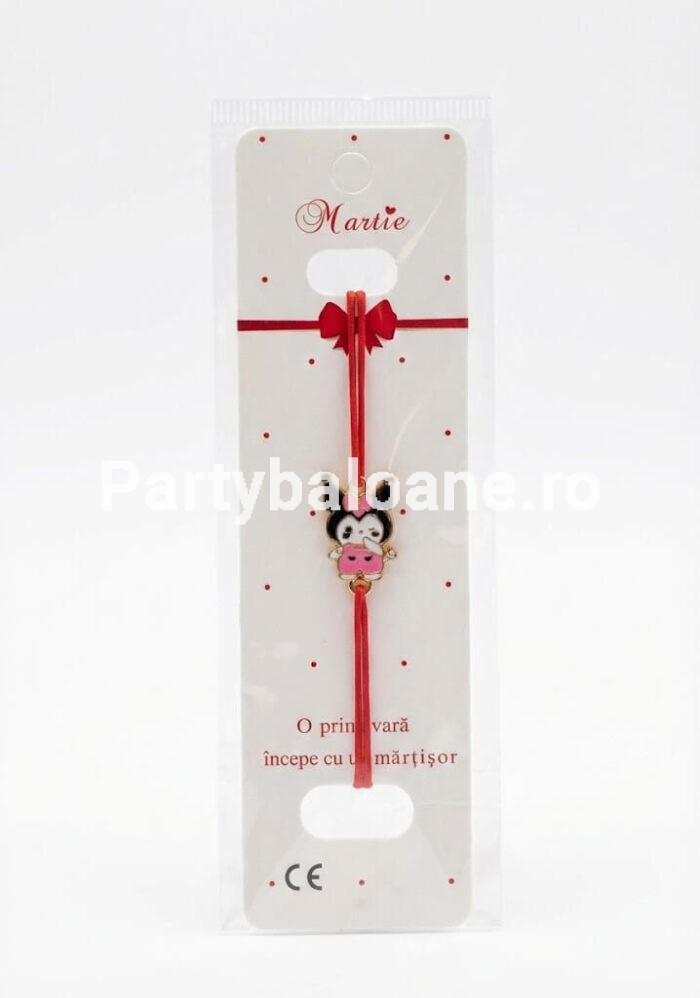 Brățară Mărțișor Sanrio Kuromi – Cadou Modern de 1 Martie pentru Fete – Șnur Reglabil Bratara martisor cu personajul Kuromi Sanrio pe snur rosu reglabil cadou 1 Martie