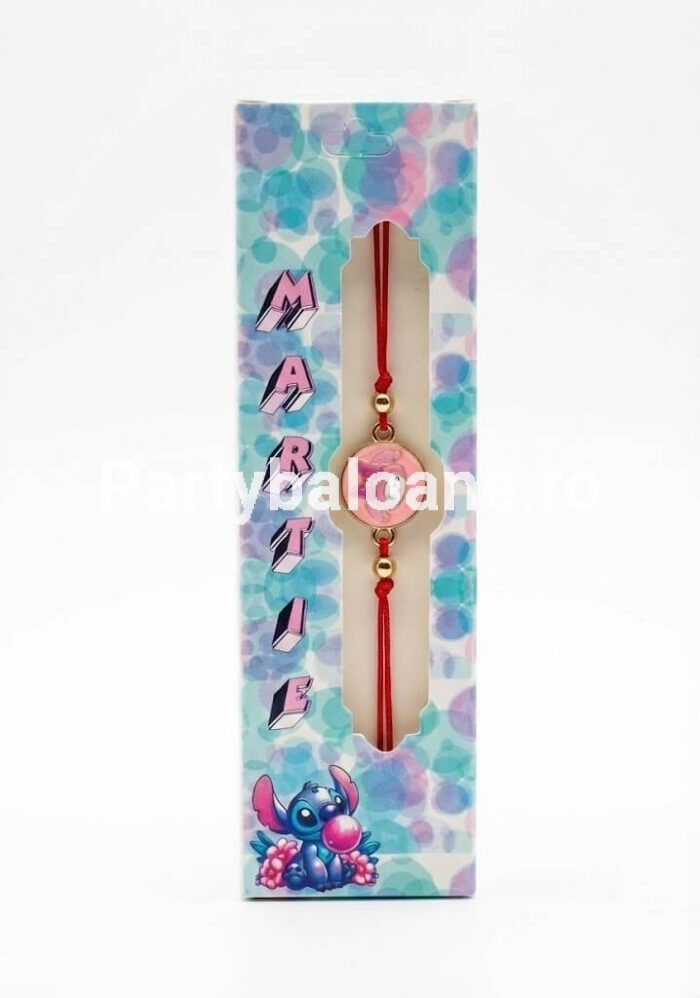 Brățară Mărțișor Sanrio My Melody – Cadou Dulce de 1 Martie pentru Fetițe – Șnur Reglabil Bratara martisor cu personajul My Melody Sanrio pe snur rosu reglabil cadou 1 Martie