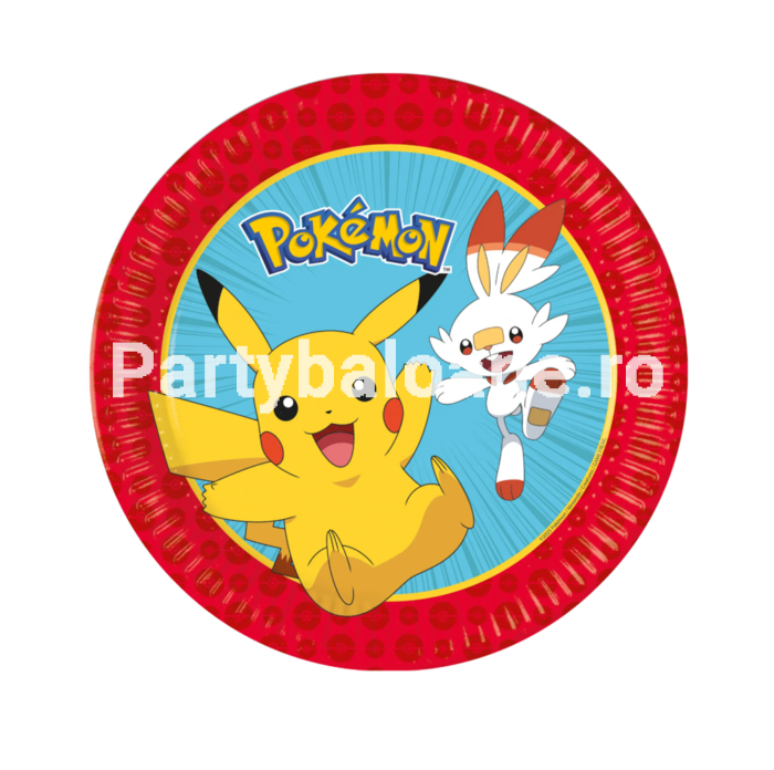 Farfurii Party Pokémon (Set 8 buc) - Decor Masă 23cm Set 8 farfurii party din carton cu design vibrant Pokémon Pikachu dimensiune 23 cm Procos pentru aniversari copii.