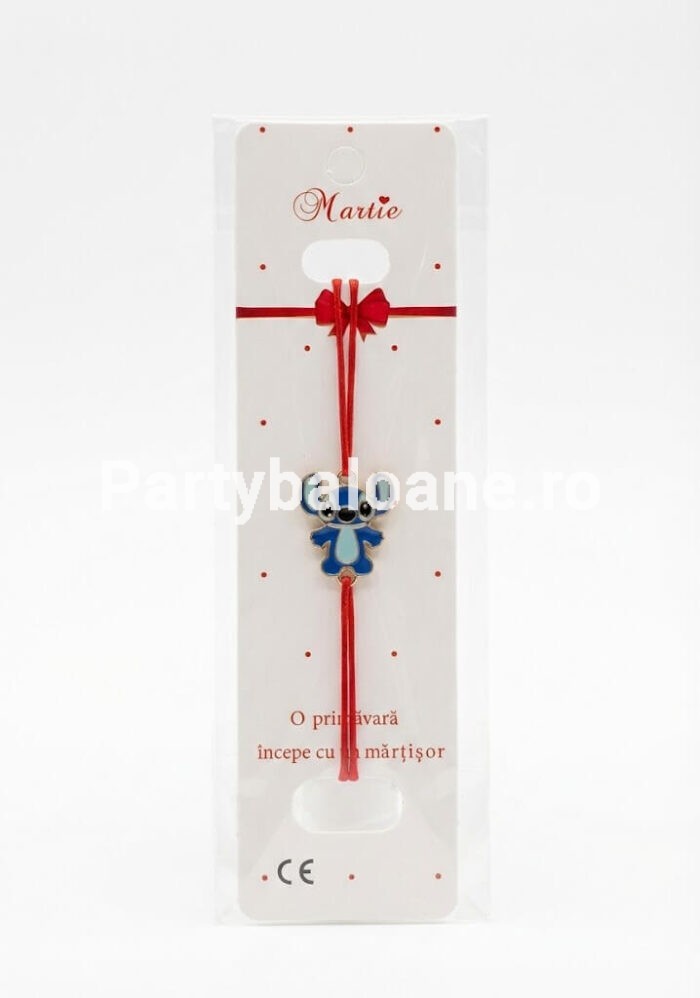 Brățară Mărțișor Stitch – Un Cadou de Poveste pentru Această Primăvară Bratara martisor Stitch pe snur rosu reglabil cadou pentru copii 1 Martie